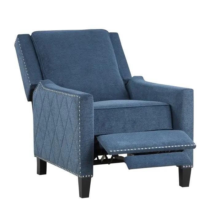 Blue Fabric Reclining Push Back Chair